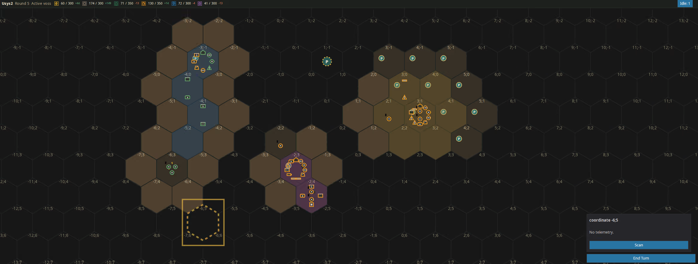 A selected unexplored hex showing no telemetry and offering only the option to scan it.